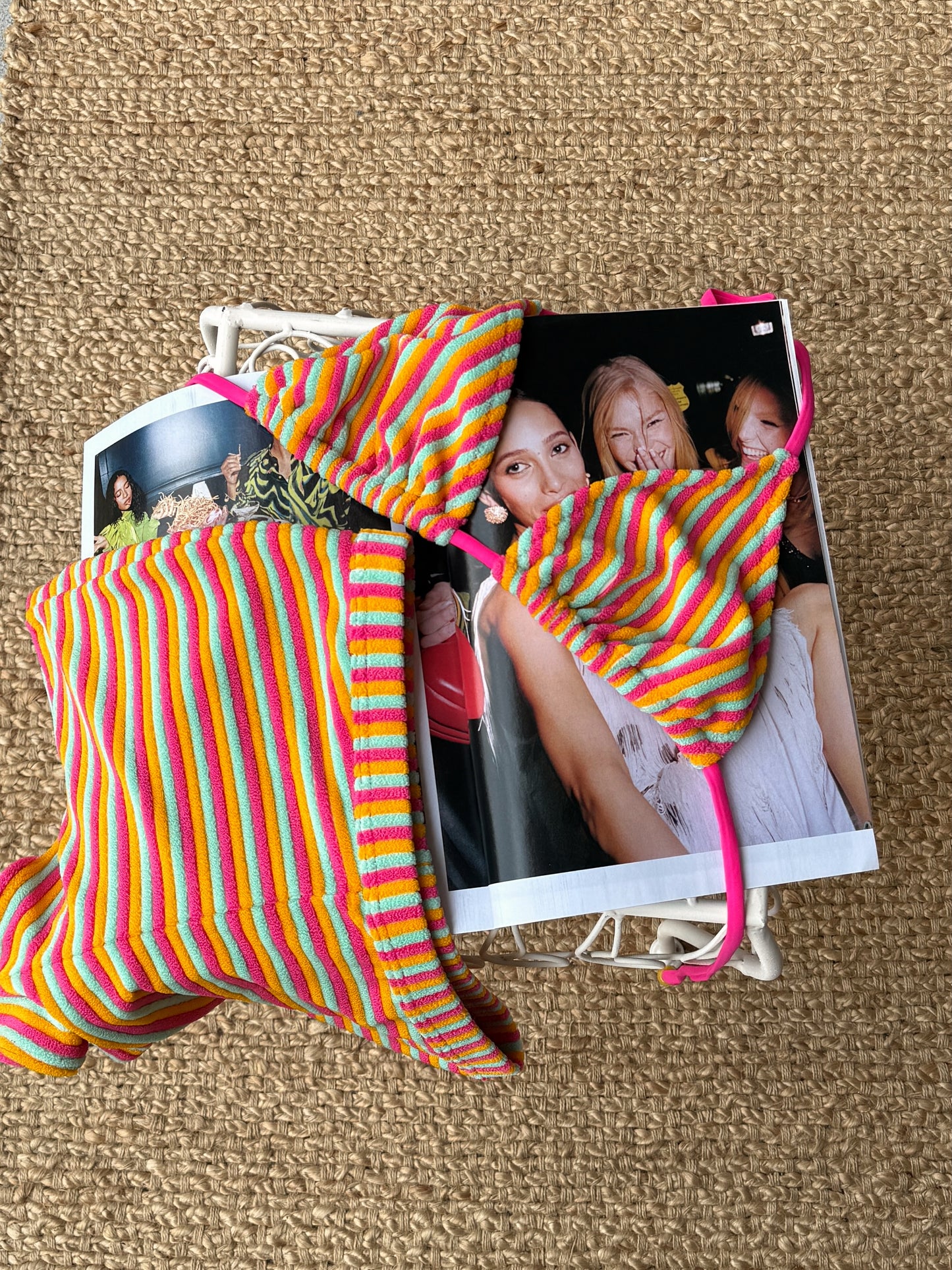 Dolce Cabana Terry Striped Bikini Top