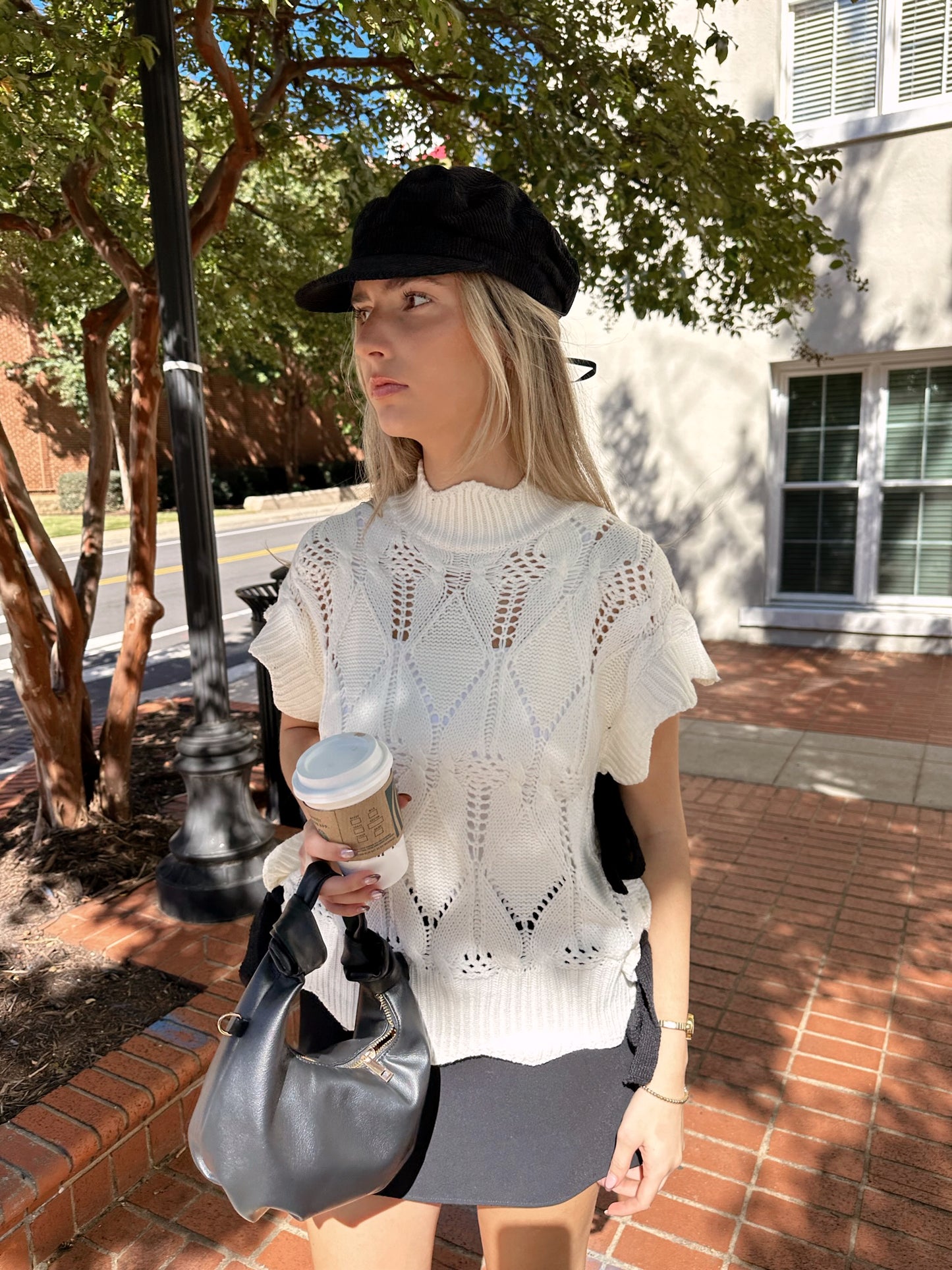 'Manhattan' Mock Neck Contrast Tie Sweater