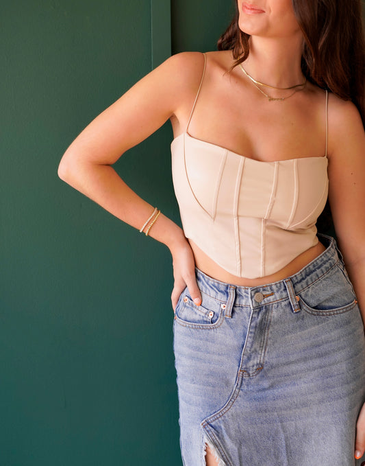 'Lana' PU Leather Corset Top