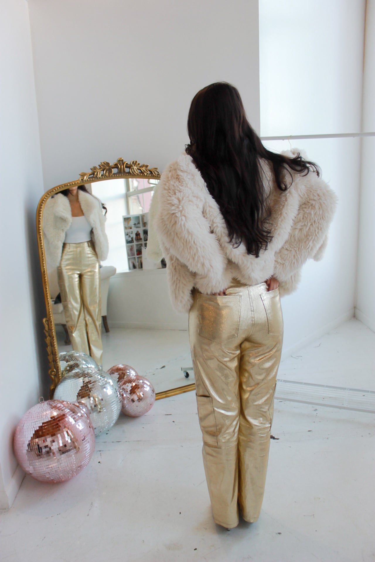 'Gaia' Metallic Gold Cargo Pants
