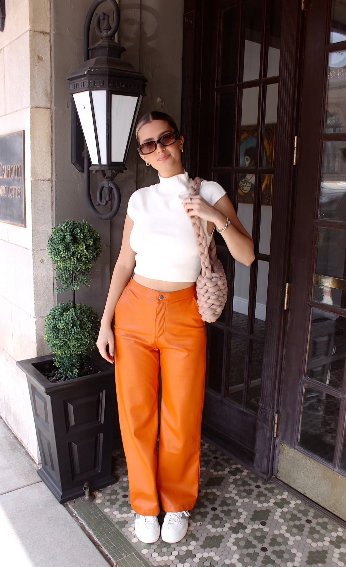 'Persimmon' Faux Leather Pants