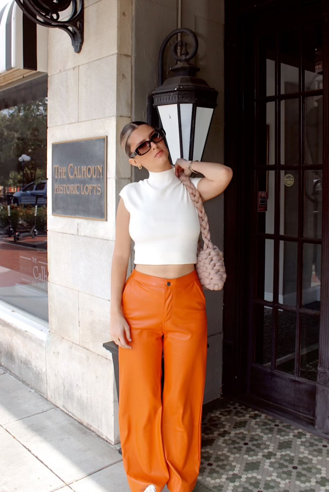 'Persimmon' Faux Leather Pants