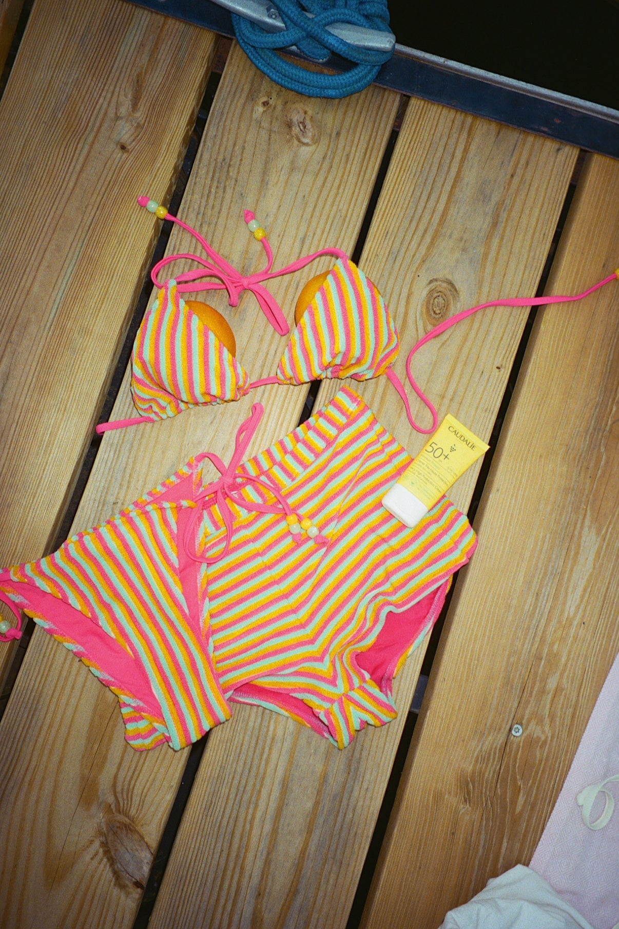 Dolce Cabana Terry Striped Bikini Bottoms