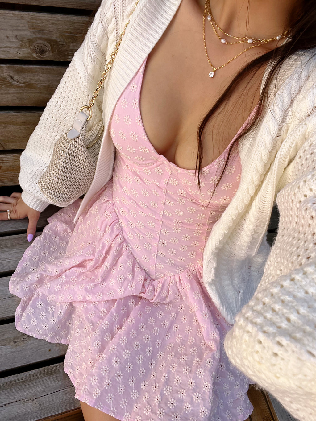 'Emilie' Eyelet Floral Mini Dress