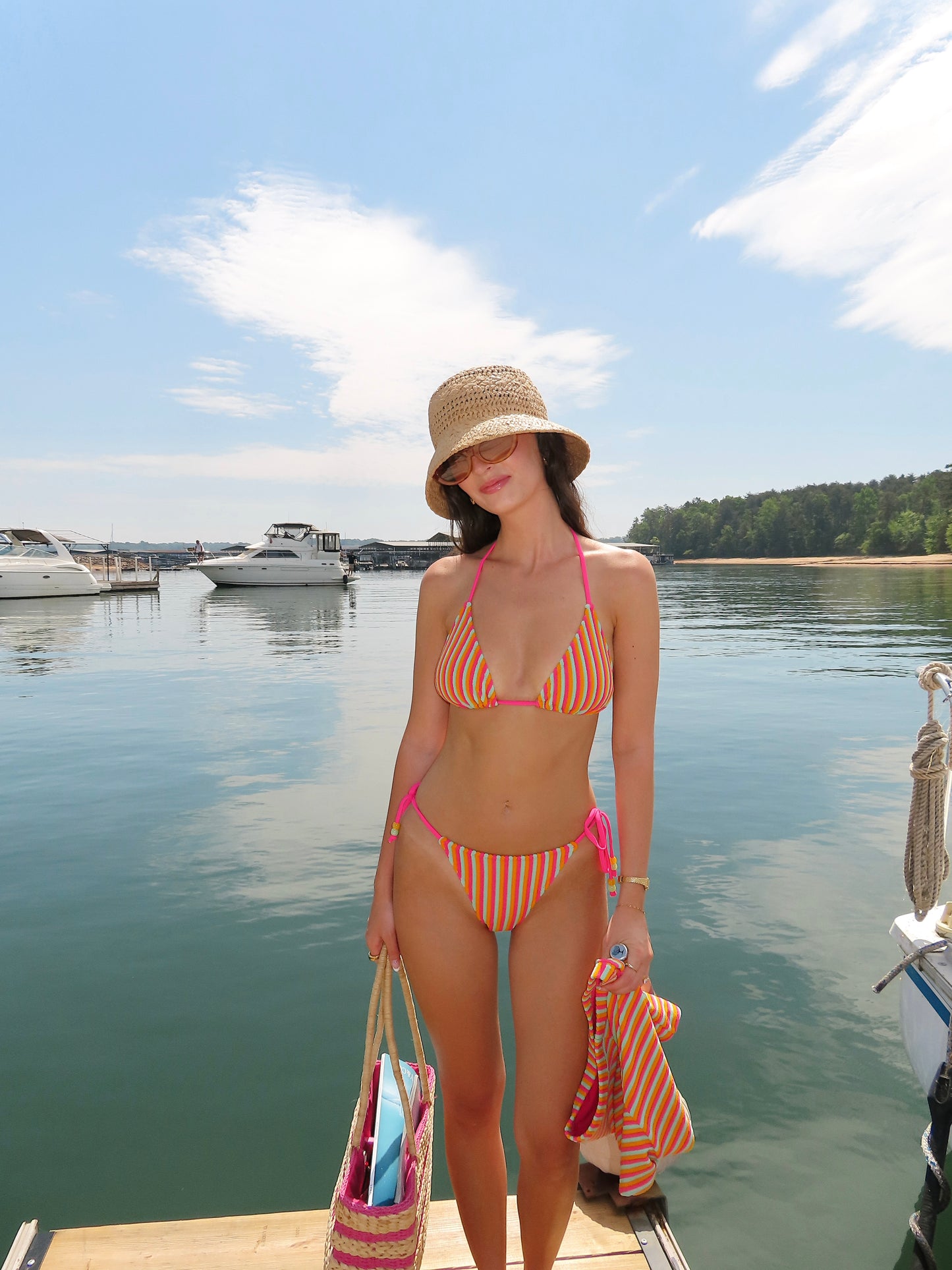 Dolce Cabana Terry Striped Bikini Bottoms