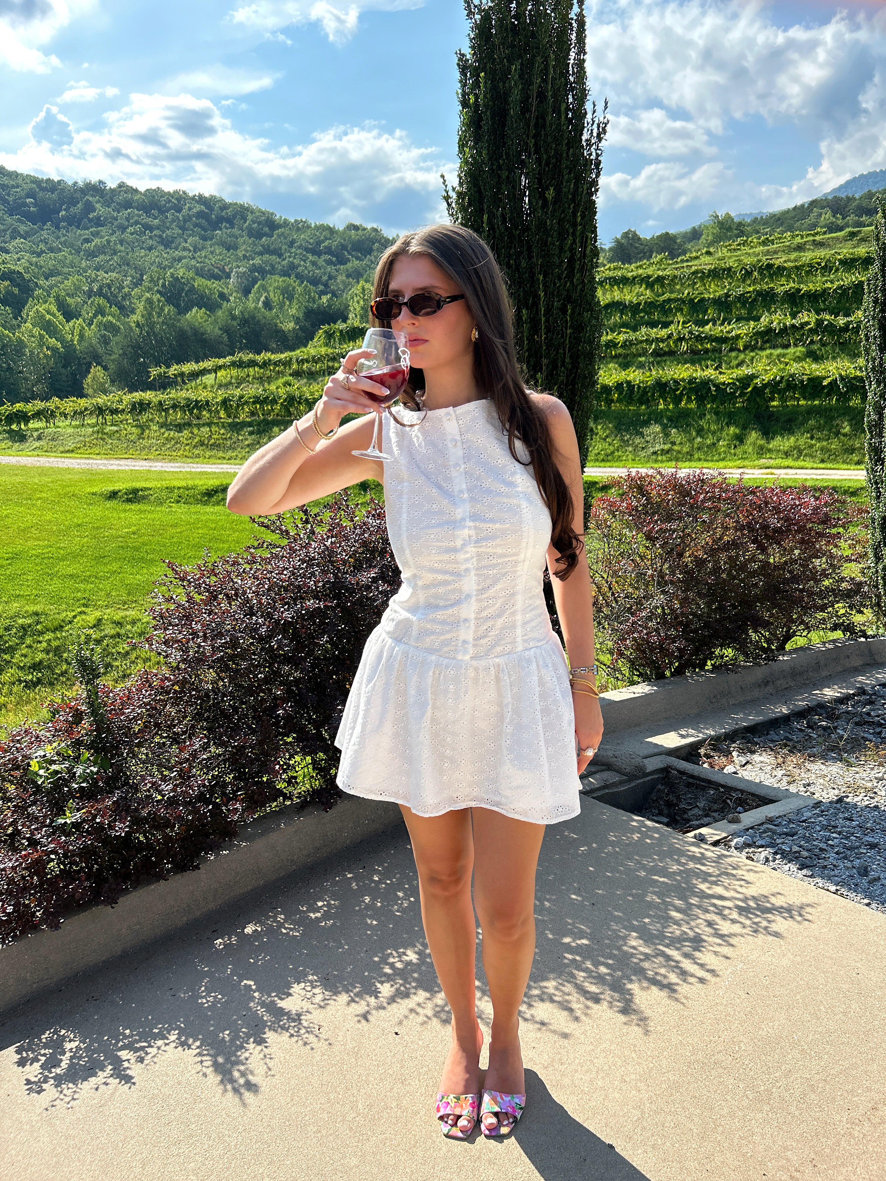 'August' Eyelet Mini Dress Small