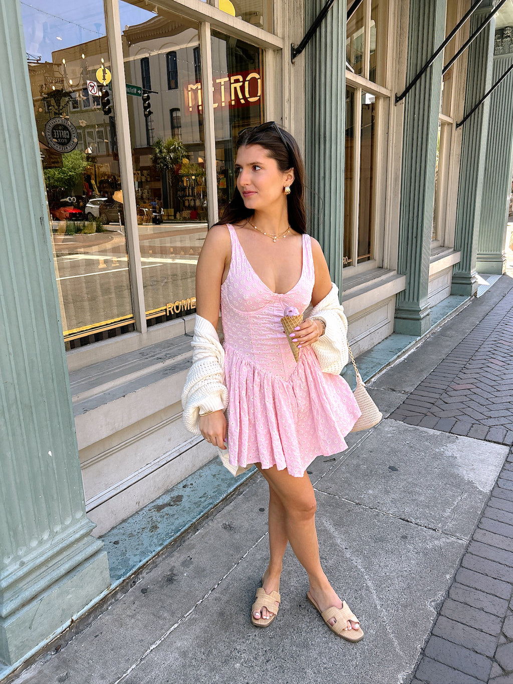 'Emilie' Eyelet Floral Mini Dress