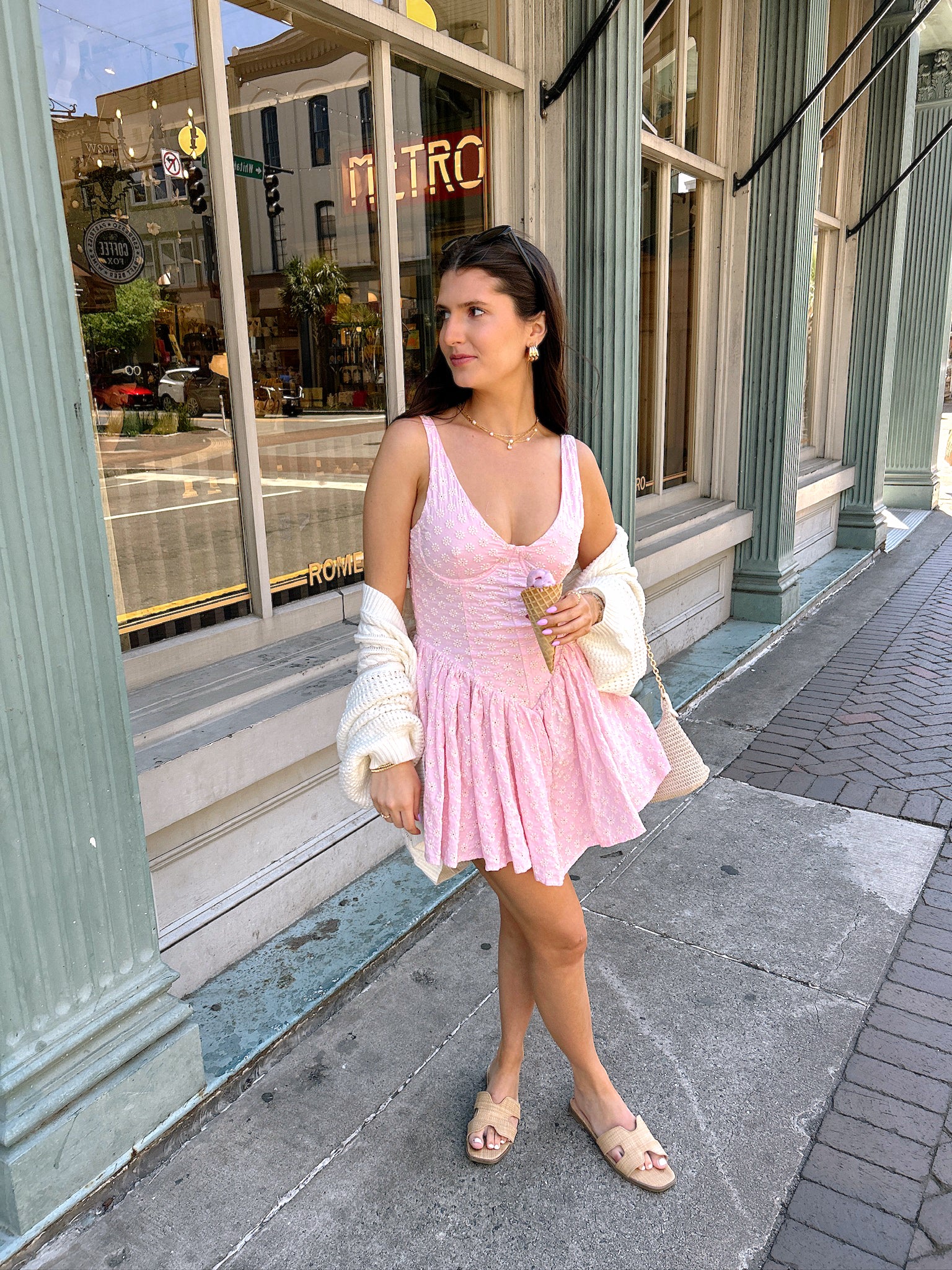 'Emilie' Eyelet Floral Mini Dress